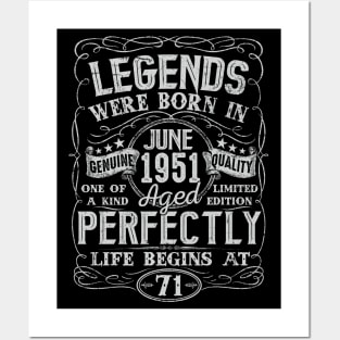 71st Birthday Vintage Legend Were Bon in June 1951 71 Years Posters and Art